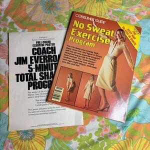 Vintage 80s No Sweat Exercise Program Book with Workout Poster Bonus